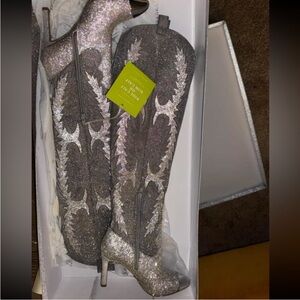 Gianni Bini Silver and Gray Heeled Boots